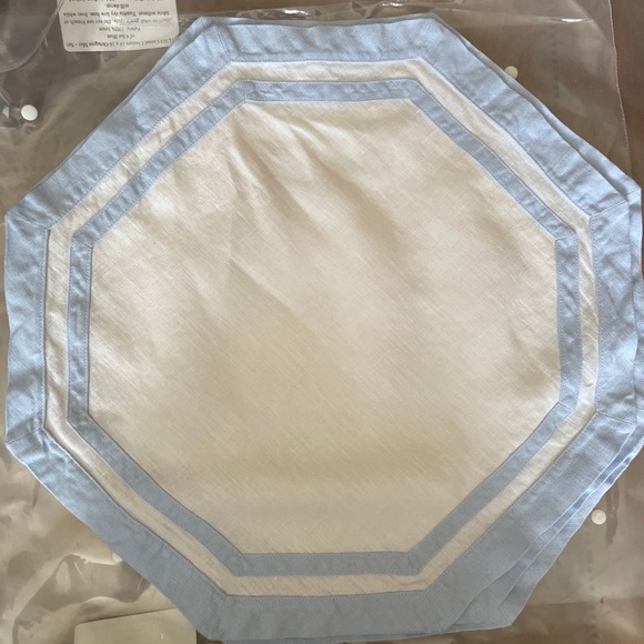 Matouk Placemats - 4 pack, white with blue trim - Picture 6 of 8